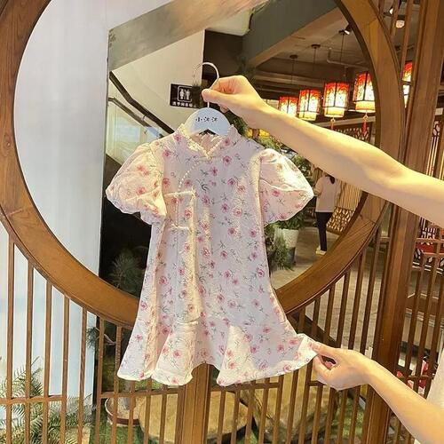 Girls Dress New Retro Summer Children's Style Cheongsam Princess Skirt Children's Hanfu Baby Girl Summer Dress