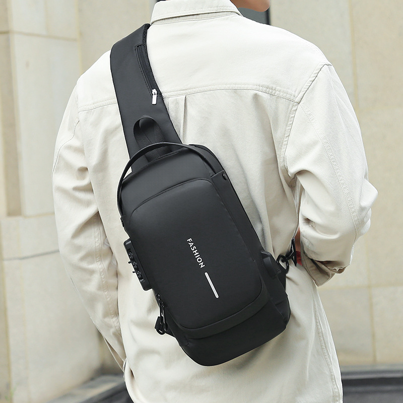 Anti-theft Motorcycle Chest Bag For Men With Password Security Lock_voghion.com