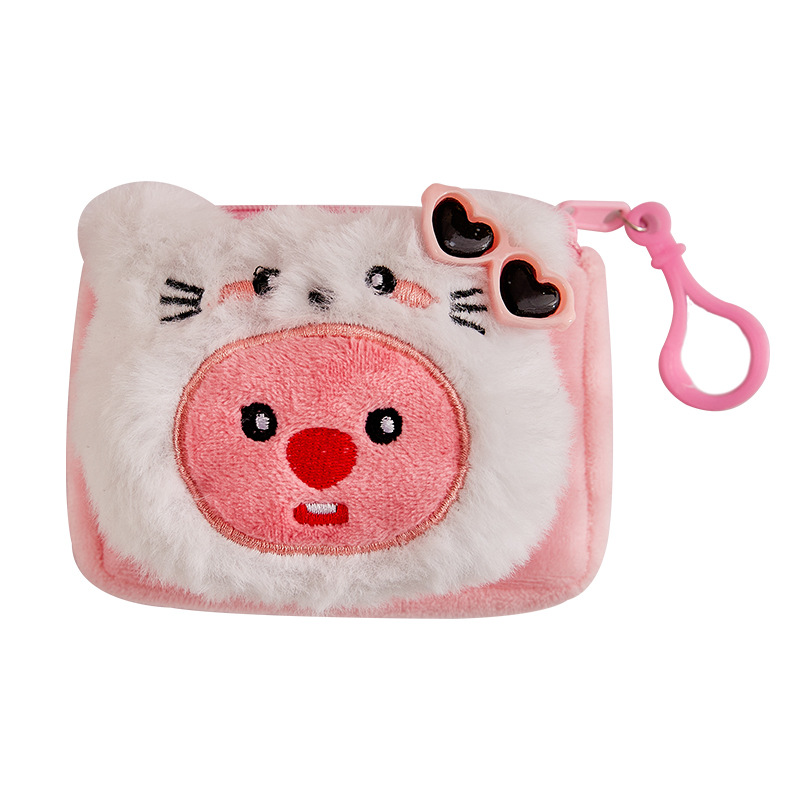 Cute Little Beaver Monedero Bolso de maquillaje portátil para niñas Muñeca de felpa Mochila escolar Colgante Bolso para auriculares de almacenamiento portátil