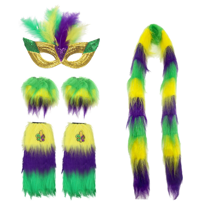 Explosiones transfronterizas de carnaval correa de pelo tricolor plumas buckle bandera falda set fiesta accesorios de maquillaje