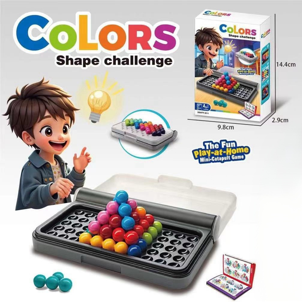 Cross-Border Color Stacking Challenge Board Game Wisdom Battle Magic Bead Pyramid Challenge Children's Educational Toys Wholesale