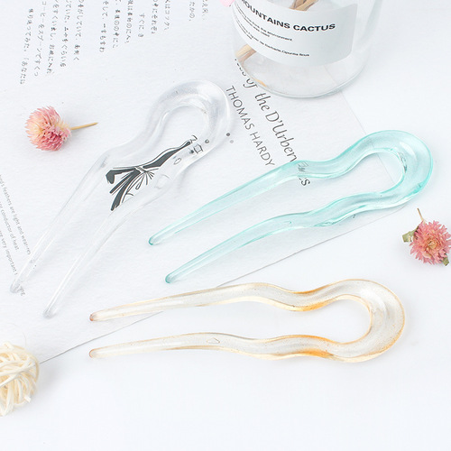 Japanese simple shiny u-shaped hairpin with large spots retro hairpin antique cheongsam ball hairpin