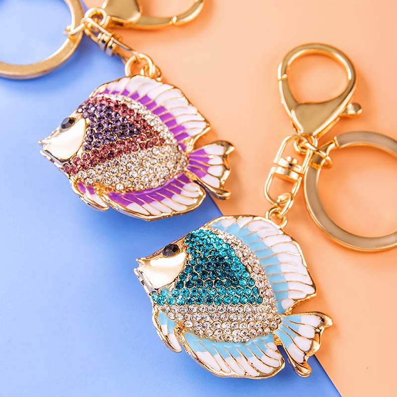 49g Weight Lobster Trigger Clasp Closure Clasp Closure Type Rhinestones Inlay Material Keychain Classification 1 Piece Quantity Daily Occasion Zinc alloy Material Fish Pattern Unisex Gender Plating, Diamond Design Cute Style 1 Piece Cute Fish Zinc Alloy Plating Diamond Rhinestones Unisex Lobster Trigger Clasp Closure Keychain 3