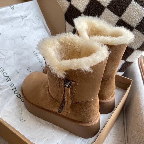 [youshilai] Snow boots women's winter warm cotton shoes  new style plus velvet non-slip Northeast large cotton shoes
