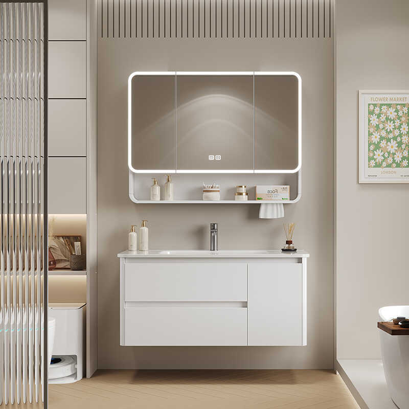 Arco de panal de arco de crema gabinete de baño combinación cerámica integral lavabo