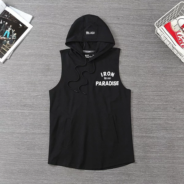 Ready-Made Hooded Quick-Drying Vest Men's Summer Basketball Running Sports Casual Tops Versatile Sleeveless T-Shirt Vest