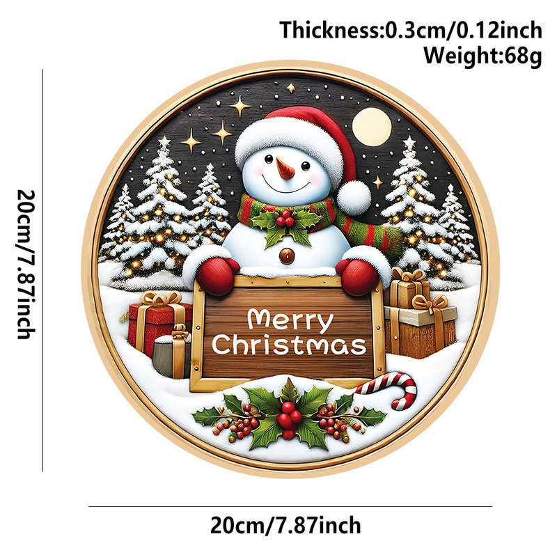 現物クリスマス装飾品ペンダント木製看板シリーズサンタクロース雪だるまヘラジカ円形標識表札|undefined