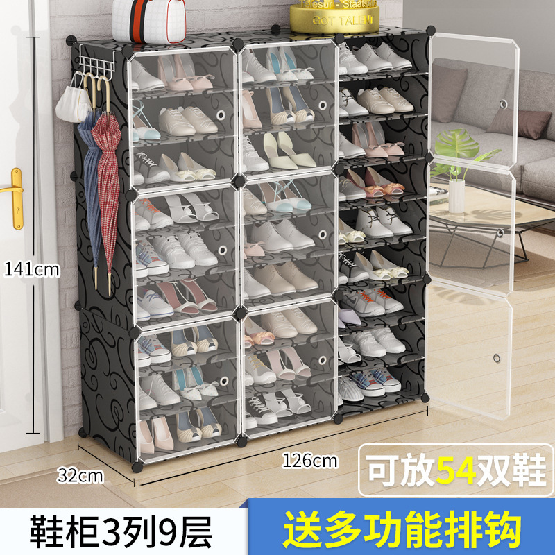 simple estante de zapatos armario de plástico almacenar artefactos a prueba de polvo gran capacidad de ahorro de espacio de montaje de puerta doméstica económica