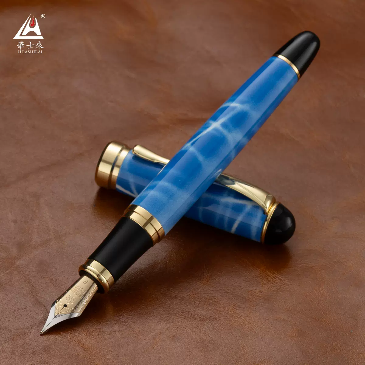 全金属重手感35号双色明尖钢笔成人书法练习墨囊墨水钢笔印制LOGO