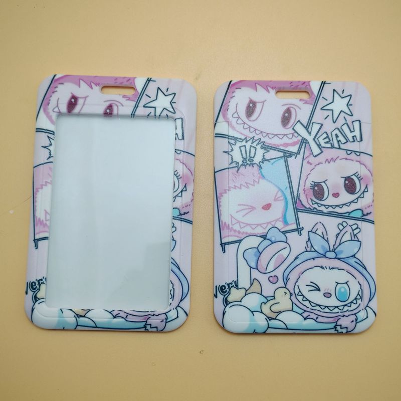 LABUBU スライドカードホルダー ランチカード バスカード IDカード保護カバー ファクトリーブランド ドアカードホルダー キーホルダー|undefined