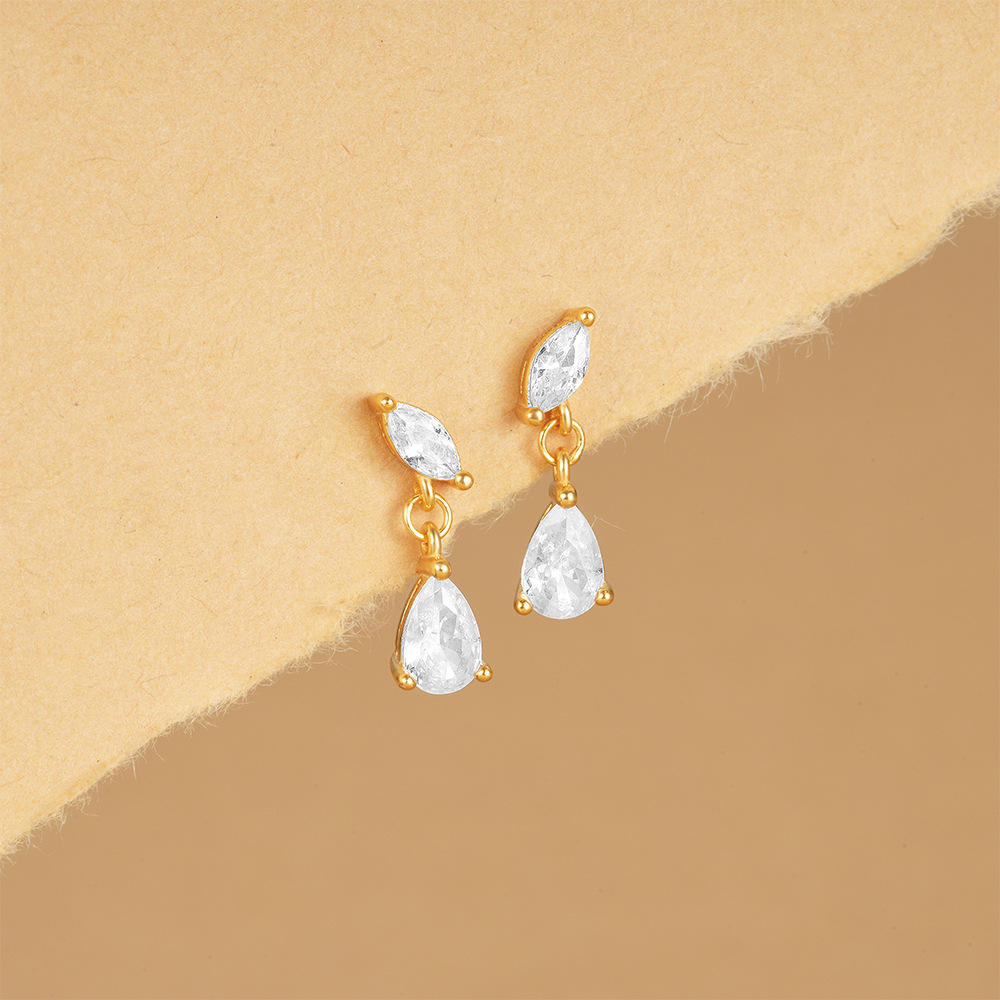 1 Pair 925 Sterling Silver Zircon Geometric Drop Earrings display picture 12