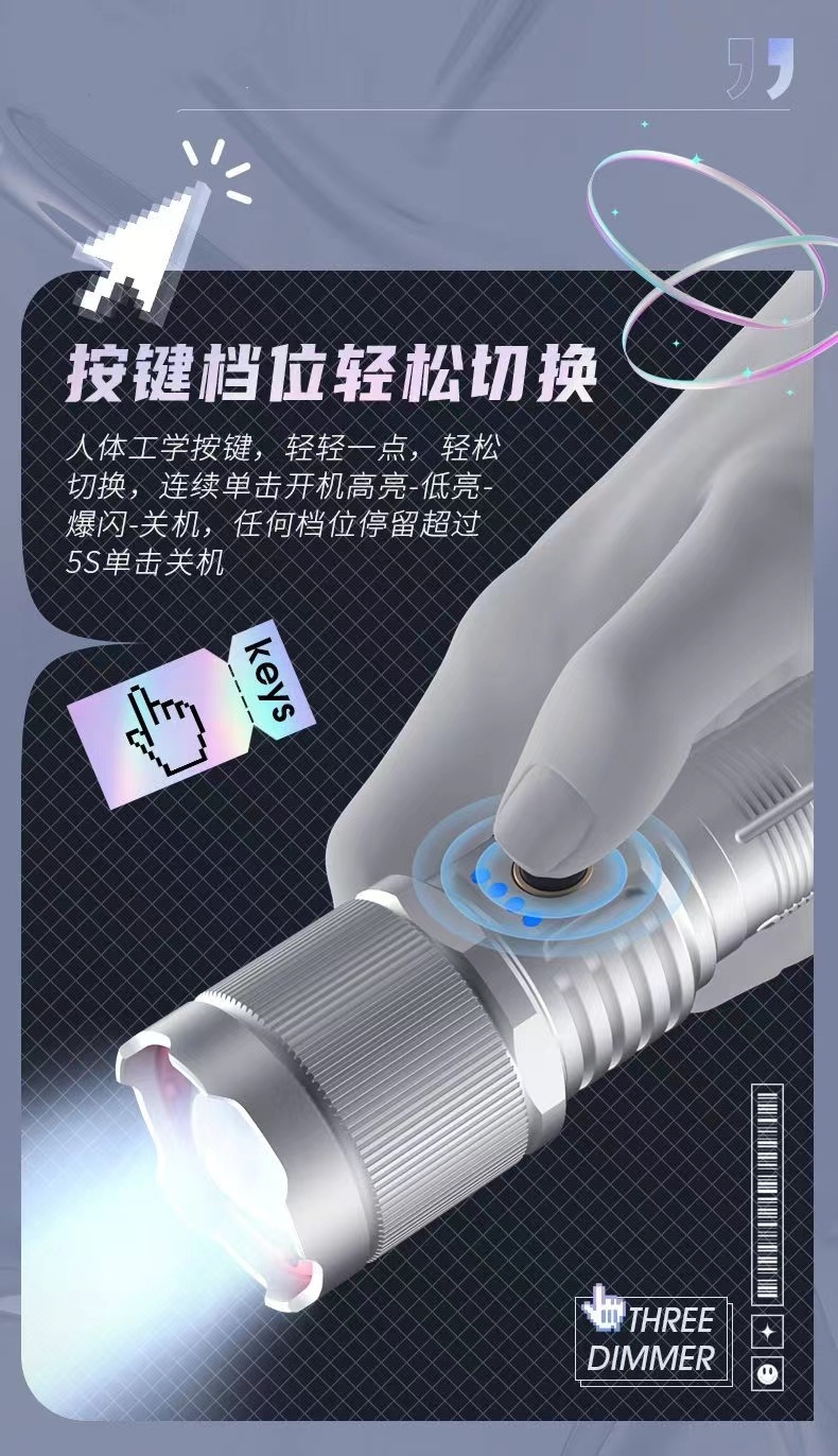 天使之眼白激光强光超亮手电筒