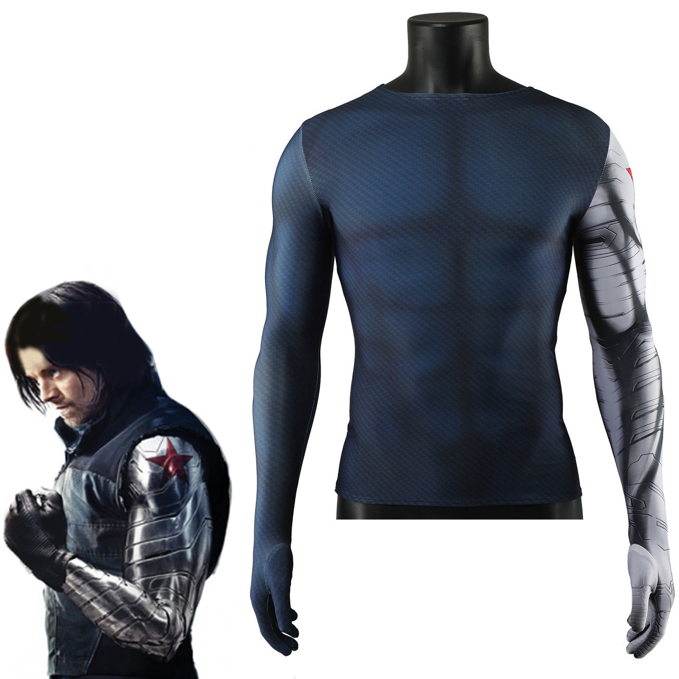 冬兵套装Bucky Barnes T 恤长袖Winter Soldier Suit Barnes