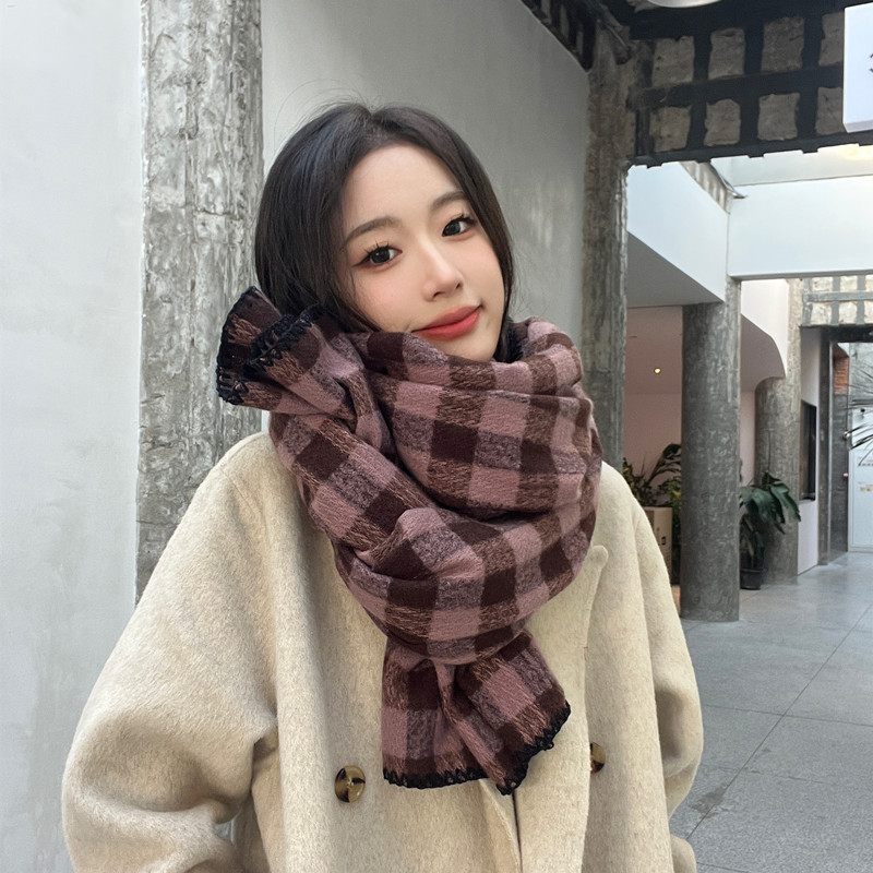 Women's Retro Plaid Polyester Scarf display picture 7