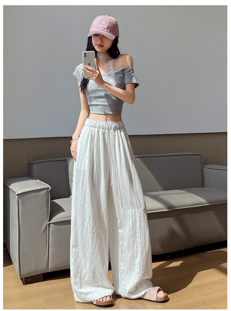 Quần culottes nữ ống rộng chất liệu lụa mỏng, phong cách cổ điển, dáng suông rủ — Phiên bản kéo dài của Rice Grey chi tiết 24