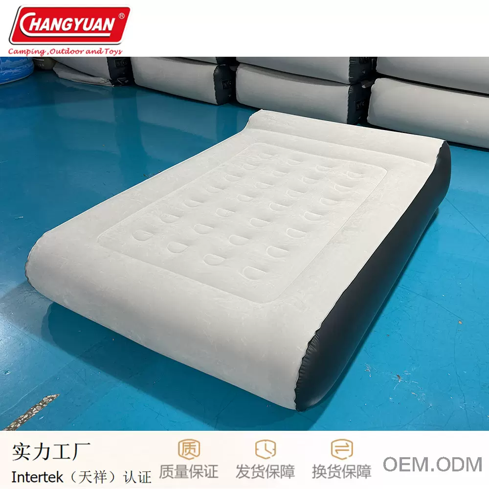 定制PVC户外充气床 内置自动充气泵高床 一体枕头款露营气垫床
