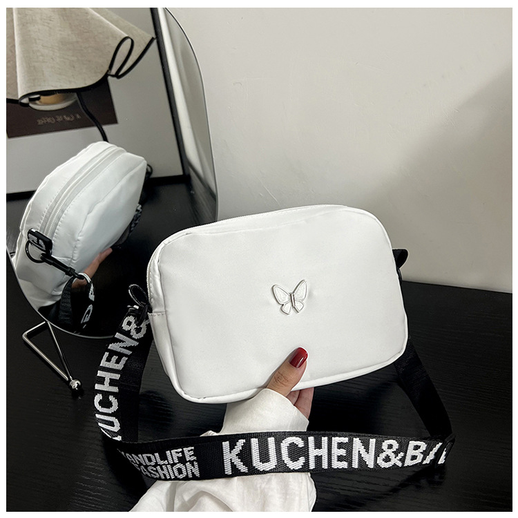 wholesale elegant butterfly simple small bag women's nylon cloth wide shoulder strap underarm bag casual shoulder solid color crossbody bag undefined
