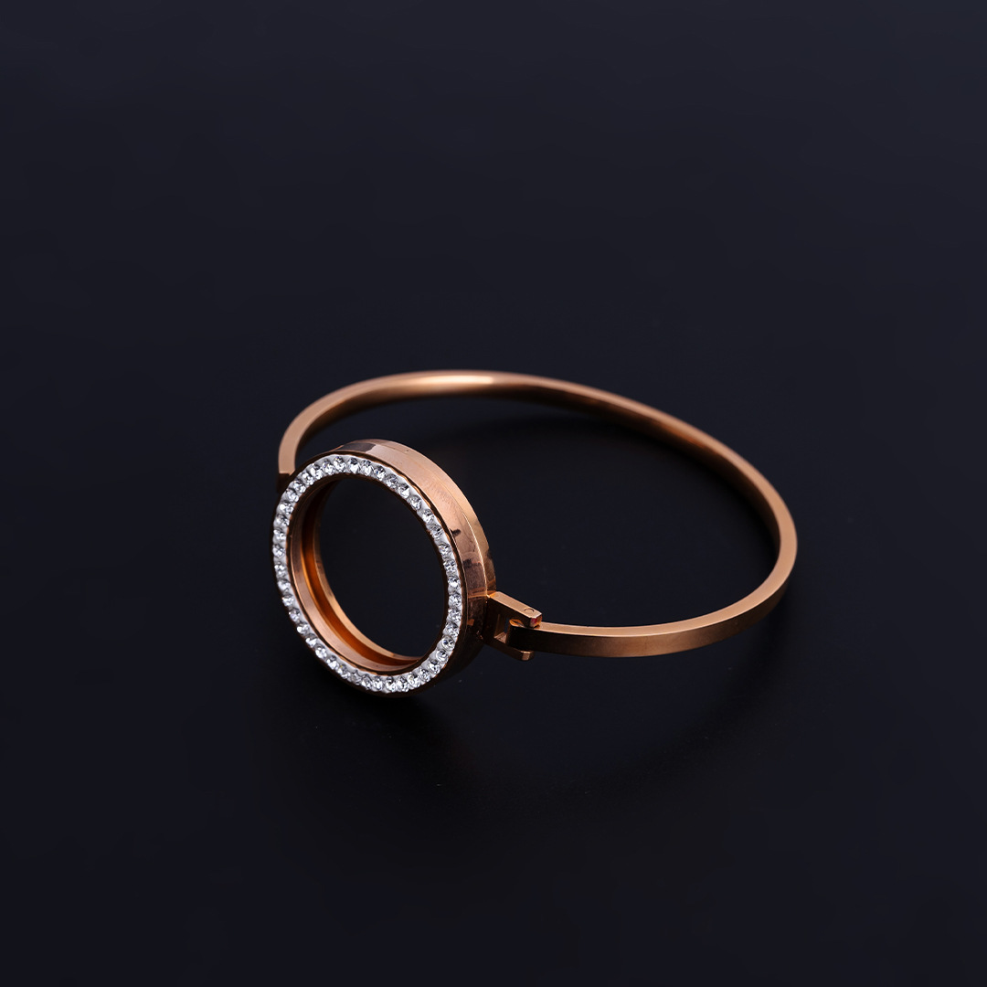 Nieuwe minimalistische en gepersonaliseerde armband, roségouden titanium stalen live mouth damesringtas met ingelegde diamant_voghion.com