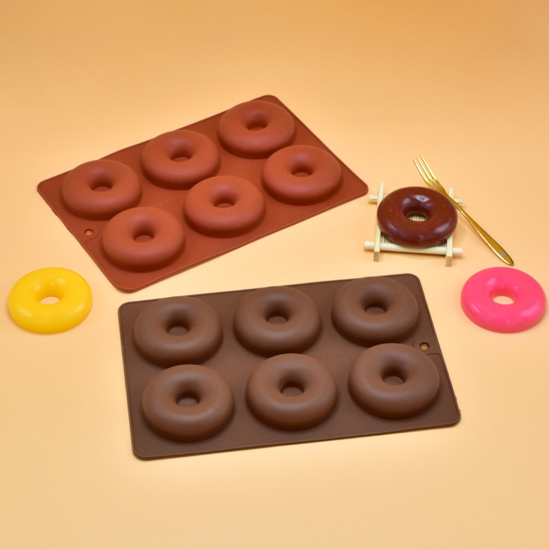 Cruz-Frontera 6-pieza silicona donut mousse pastel decoración macaron círculo silicona galleta molde de La jalea