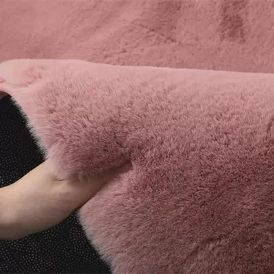 Coffee Table Bedroom Bedside Hanging Basket Car Carpet - long-rabbit-hair-thickened-encrypted-lotus-root-pink-diameter-80cm-round