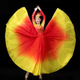 开场舞红灯火里的中国大摆裙大合唱万疆舞蹈服演出服舞歌伴舞