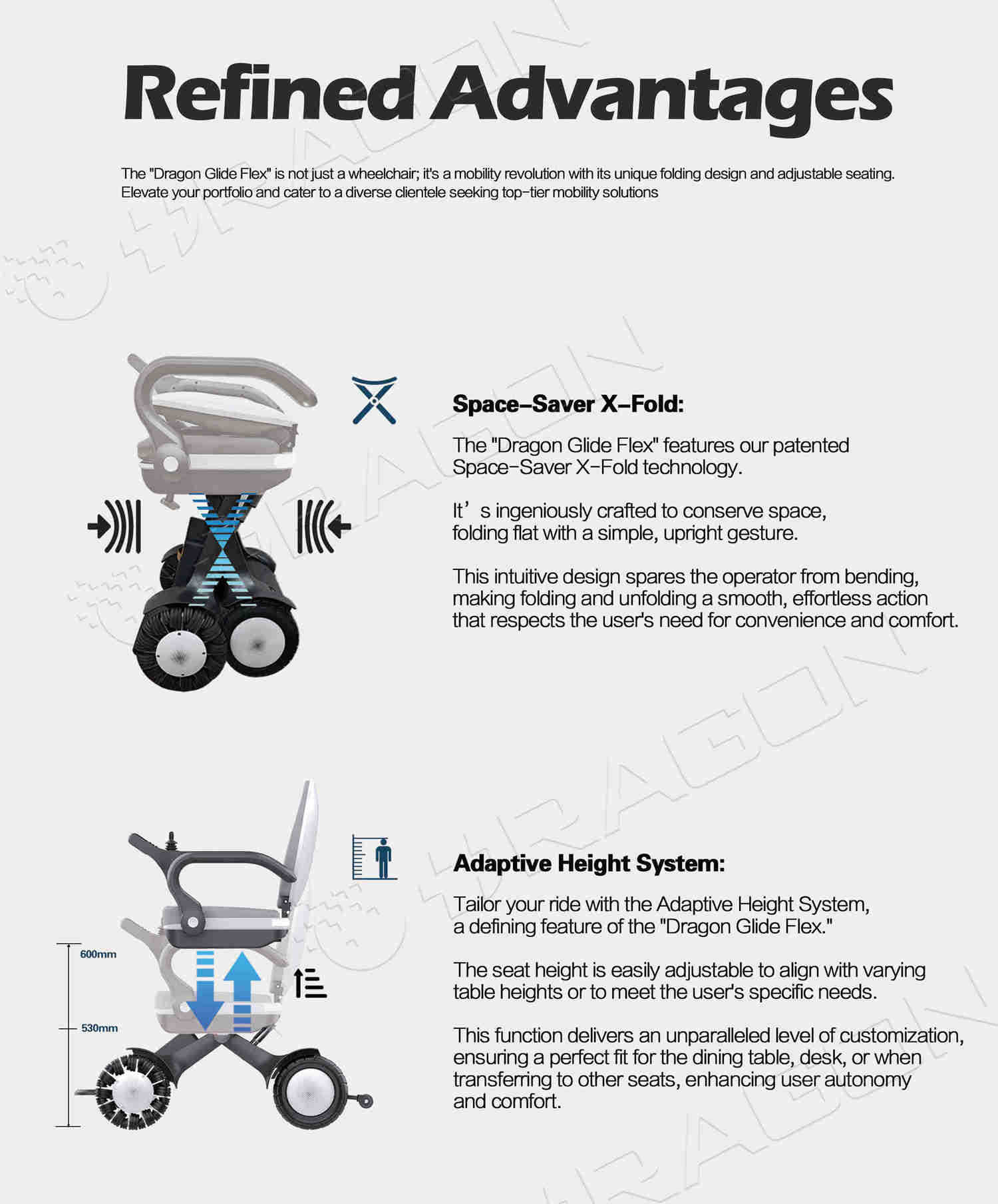 24 new intelligent wheelchair scooter X folding seat height adjustment 360 ° flat rotating turn wheelchair