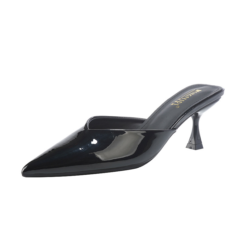 Tacones altos para mujer 2025 nuevo verano francés puntiagudo temperamento simple tacón de aguja moda Baotou media pantufla sandalias image 6