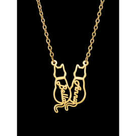 欧美钛钢猫咪英文字母项链可DIY定制情侣闺蜜吊坠锁骨链毛衣链