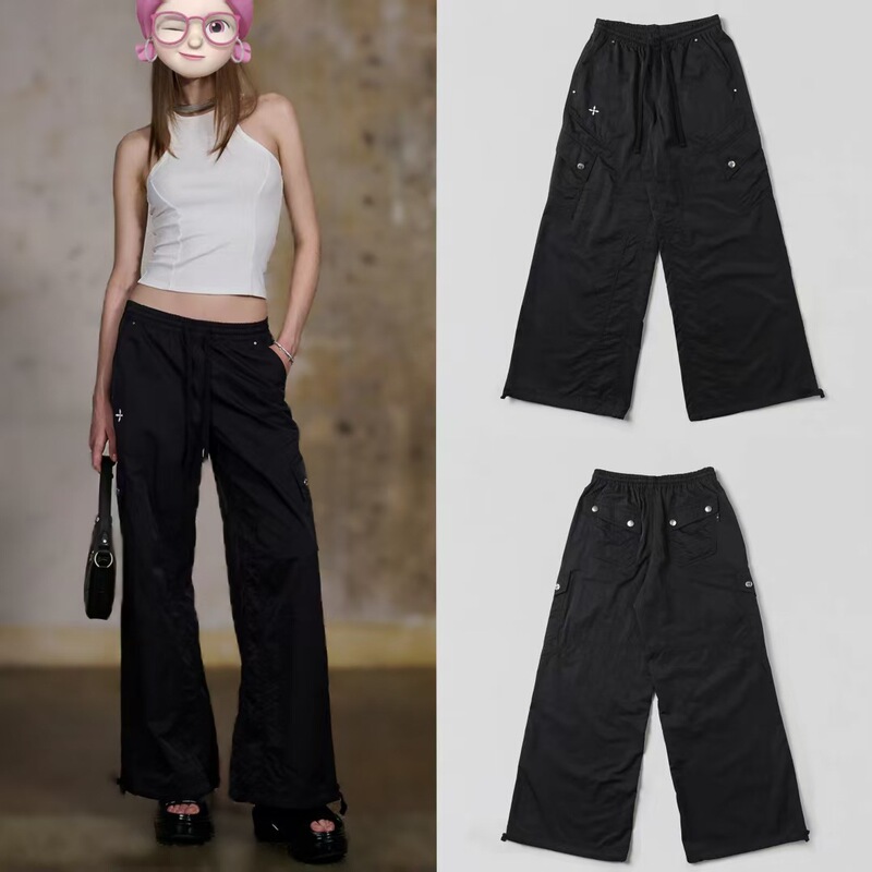 S K Eternal Statue Outdoor Sports Pants Casual Wide-Leg Drawstring Nylon Pants New Early Autumn Product