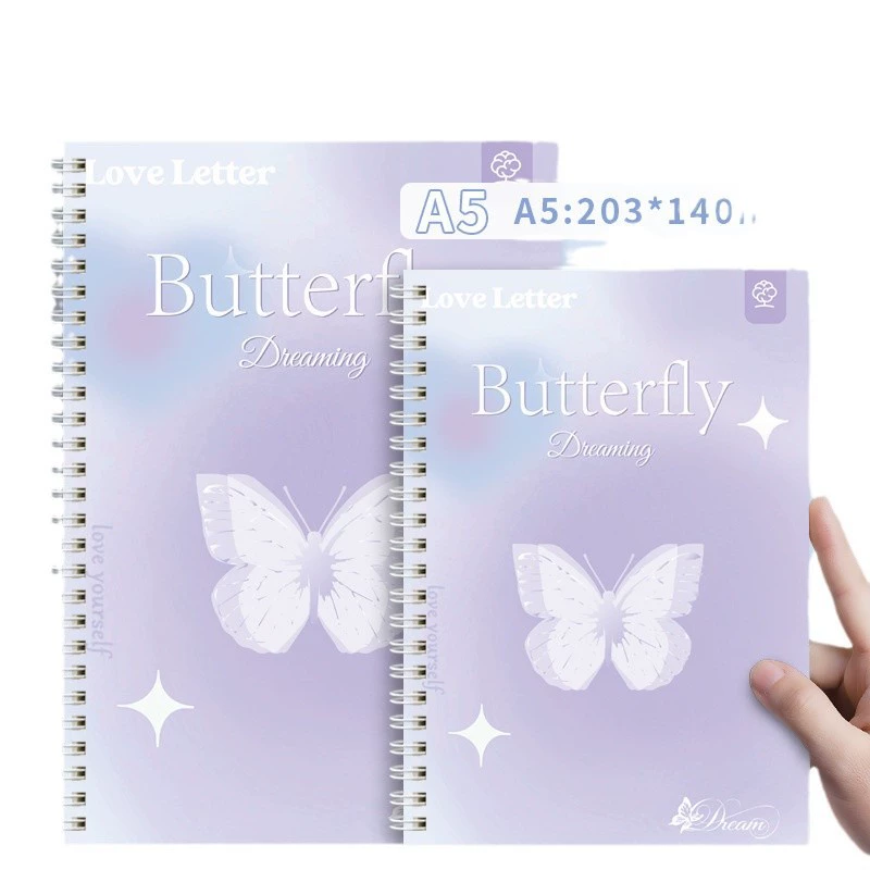 Spiral Notebook Butterfly Dream A5, thickened 60 sheets (120 pages), student journal