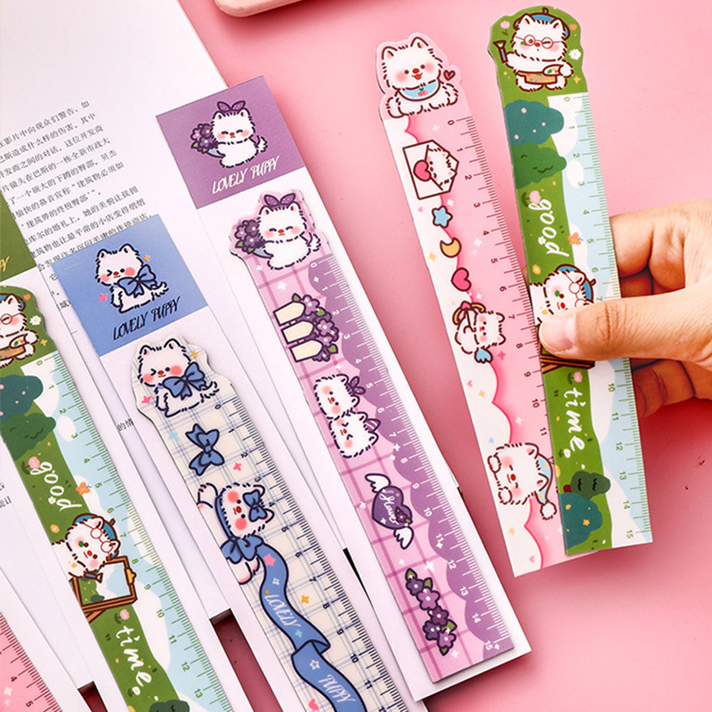 Regla magnética con diseño de West Highland para estudiantes, regla de dibujo bonita, regla suave con diseño de perro adorable, regla recta de 15 cm
