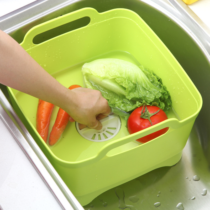 メーカー卸売り欽プラスチック移動水槽北欧四色果物野菜枠多機能排水収納かご|undefined