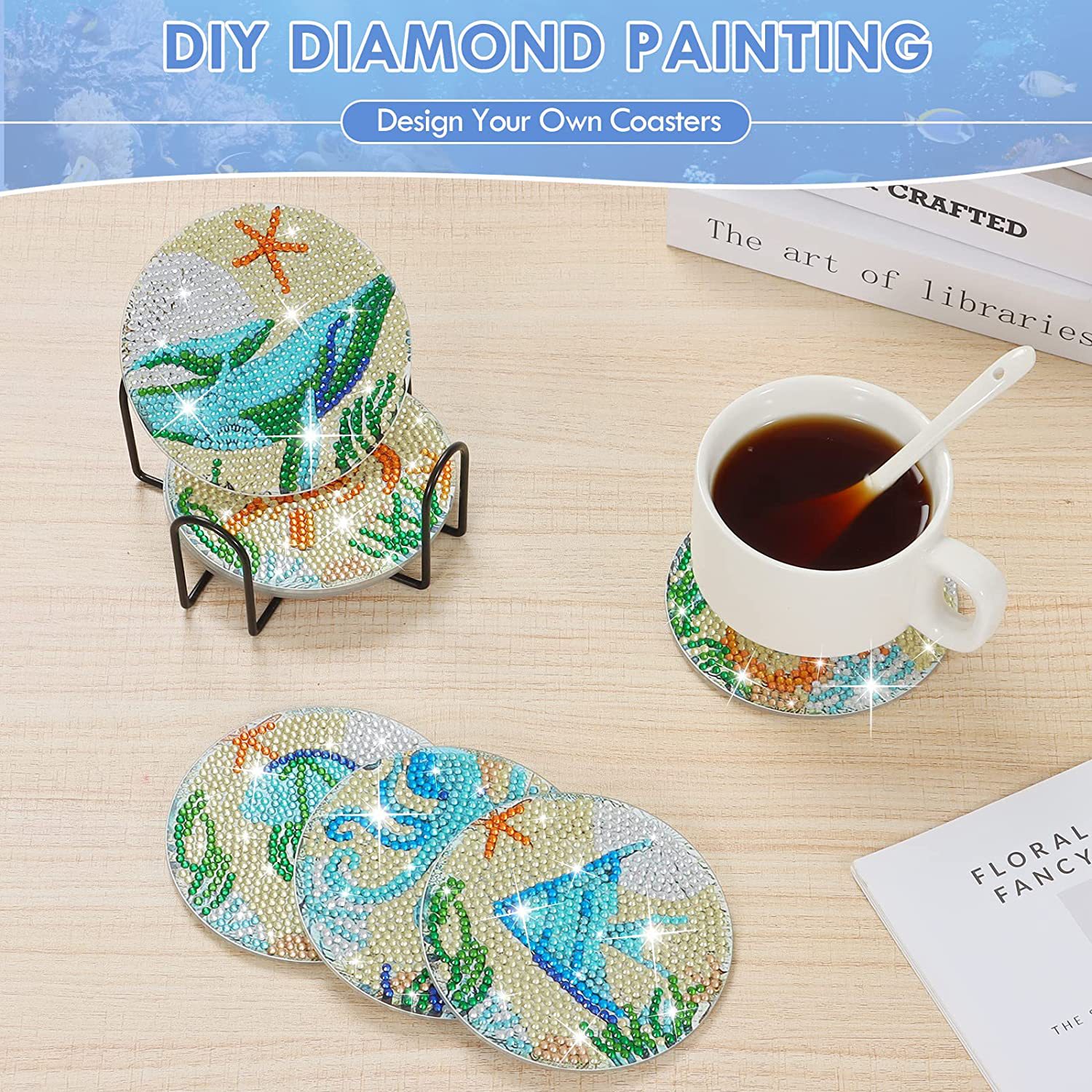 Nuevo diamante piedra pintura montaña redonda placemat niños DIY hecho a mano 5D pintado a mano mundo submarino creativo pasta diamante pintura