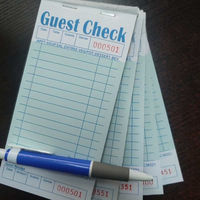 Guest Check book 国外点菜单 外贸酒水单 手撕线流水号样品专用