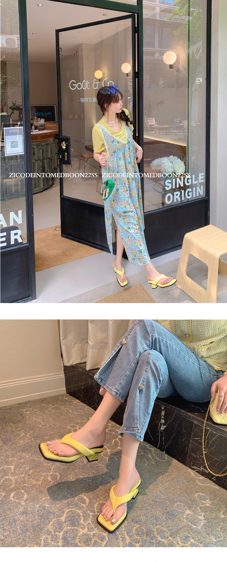 Dép sandal nữ xỏ ngón da cừu mũi vuông gót thấp — Màu đen chi tiết 33