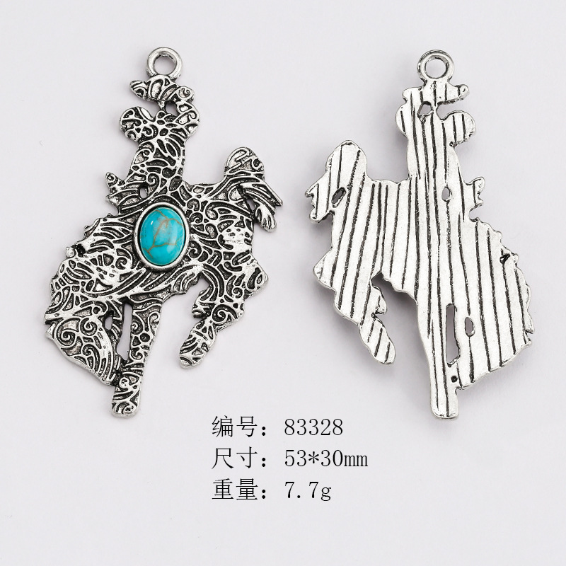 Venta caliente transfronteriza estilo europeo y americano retro nativo americano newahox turquesa joyería accesorios imitación DIY colgante