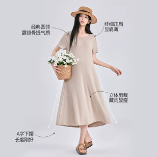 孕妇长款连衣裙夏季法式长裙女复古孕妇裙子宽松垂感服装工厂店