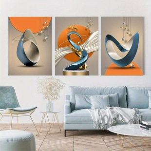 2025 New Cross-Border Dropshipping Framed 3-Piece Set of Modern Geometric Canvas Printing Nordic Luxury Style