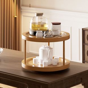 Tea Table Rotating Storage Rack Tea Set Storage Rack Double-Layer Turntable Tea Table Home Kitchen Desktop Turntable Spice Rack