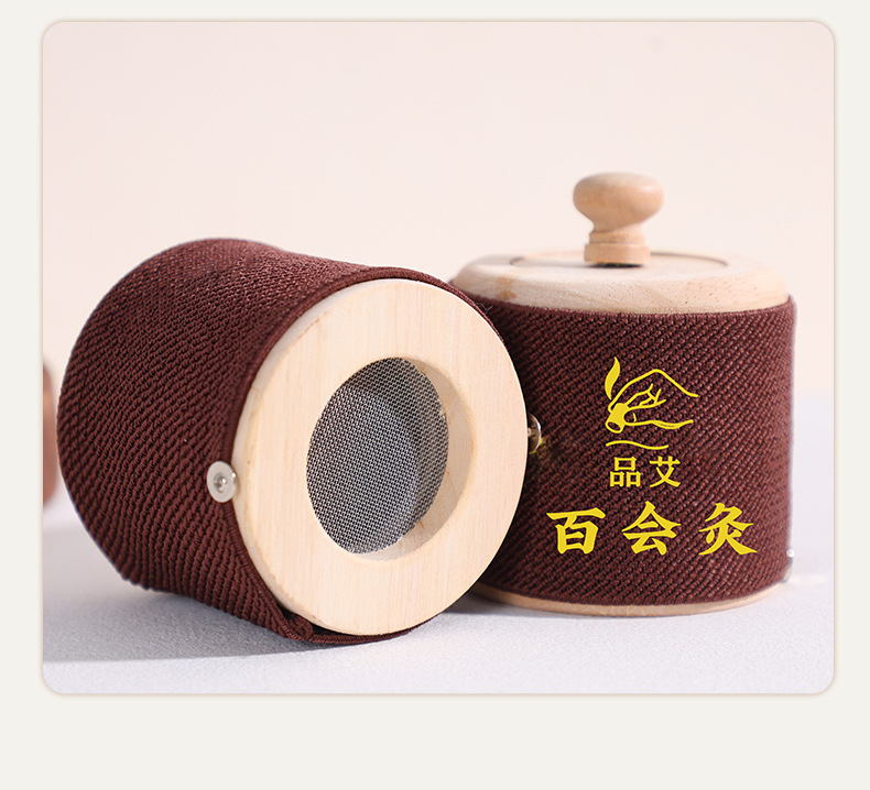 Baihui Moxibustion Box Head Top Moxa Burner Wooden Portable Single Hole Home Moxibustion Device preparation