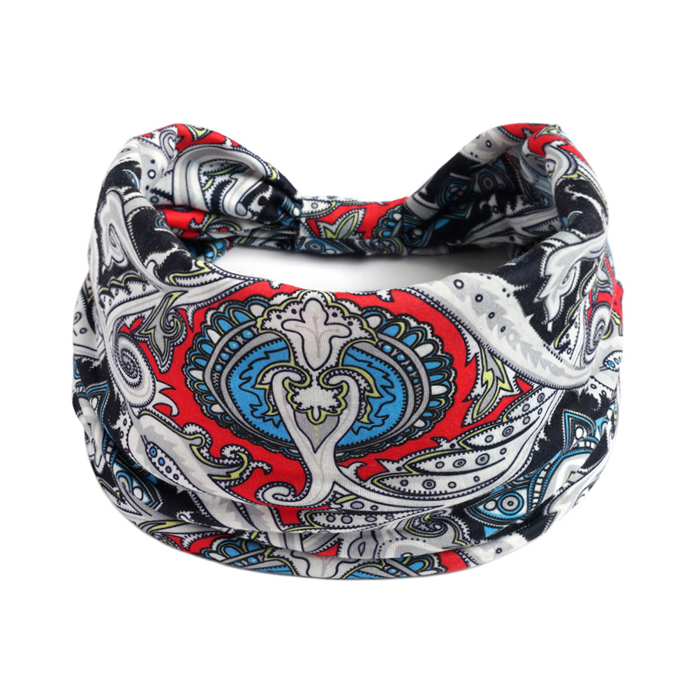 Europa y América nueva impresión elástica deportiva correa de cabello damas banda ancha correa de cabello turbante retrógrado joyas para el cabello de yoga