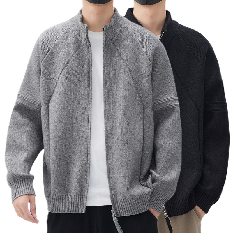 Explosiones transfronterizas de tamaño europeo suéter de cremallera doble chaqueta cardigans chaqueta suéter de punto fábrica de negocios al por mayor