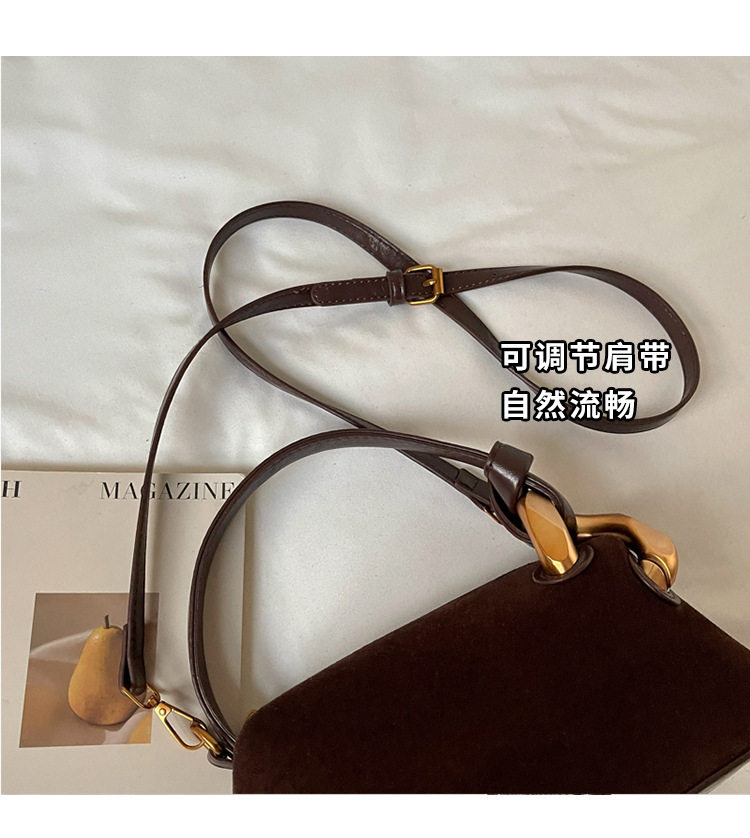 Túi xách tay nữ da lộn dáng gối cổ điển, túi đeo chéo vai nhỏ gọn — màu cà phê, màu nâu, đen chi tiết 4