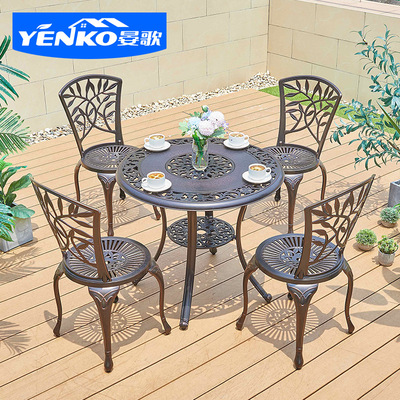 outdoors Tables and chairs courtyard leisure time outdoor balcony Tables and chairs Tables and chairs Three Iron art Garden chairs tea table