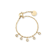 日本轻奢满天星摇曳迷你小钻流苏戒指s925银镀10K抽拉链条软戒指