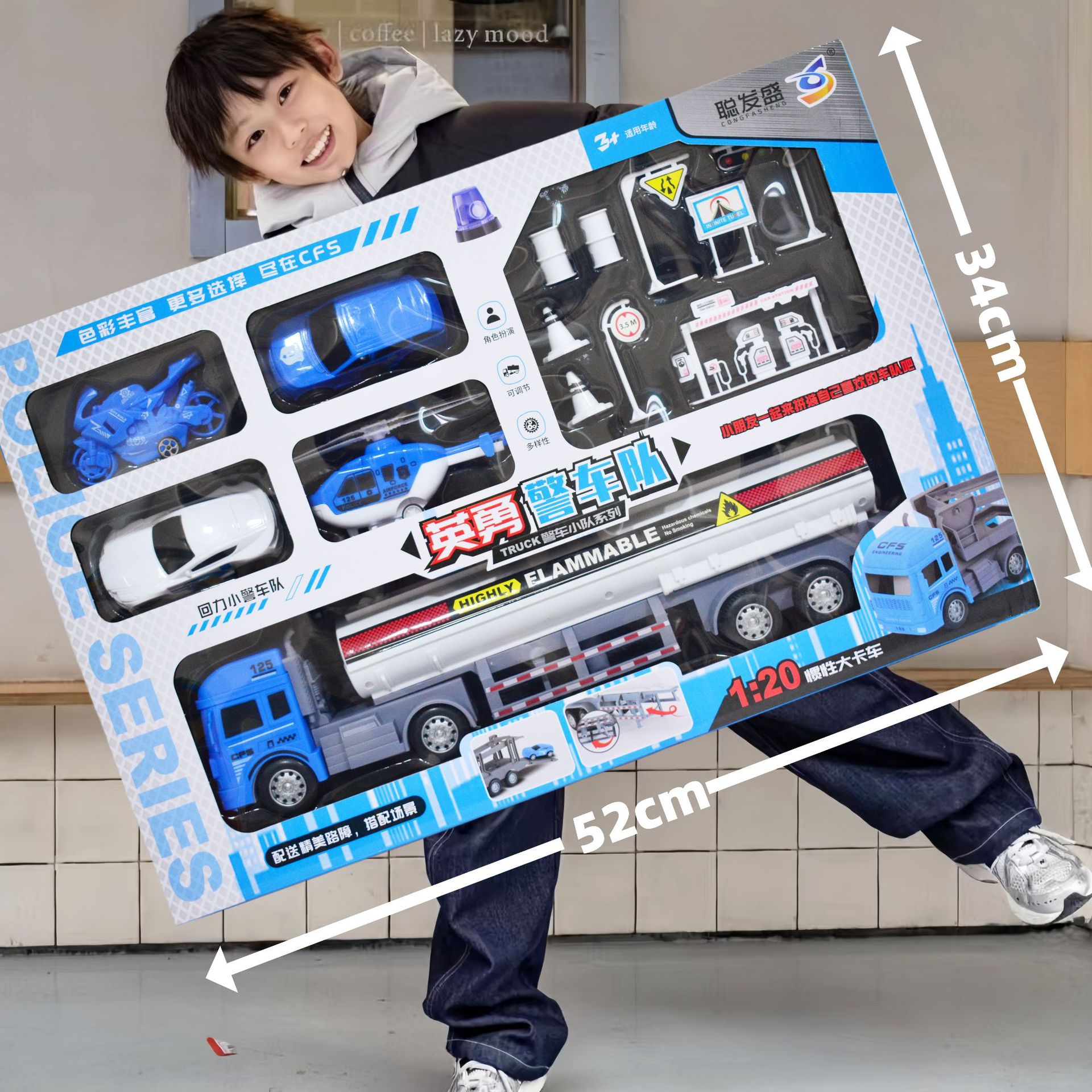 Free Shipping Gift Box Boy Engineering Vehicle Set Toy Fire Model Inertia Pull-Back Car Toy Gift Stall