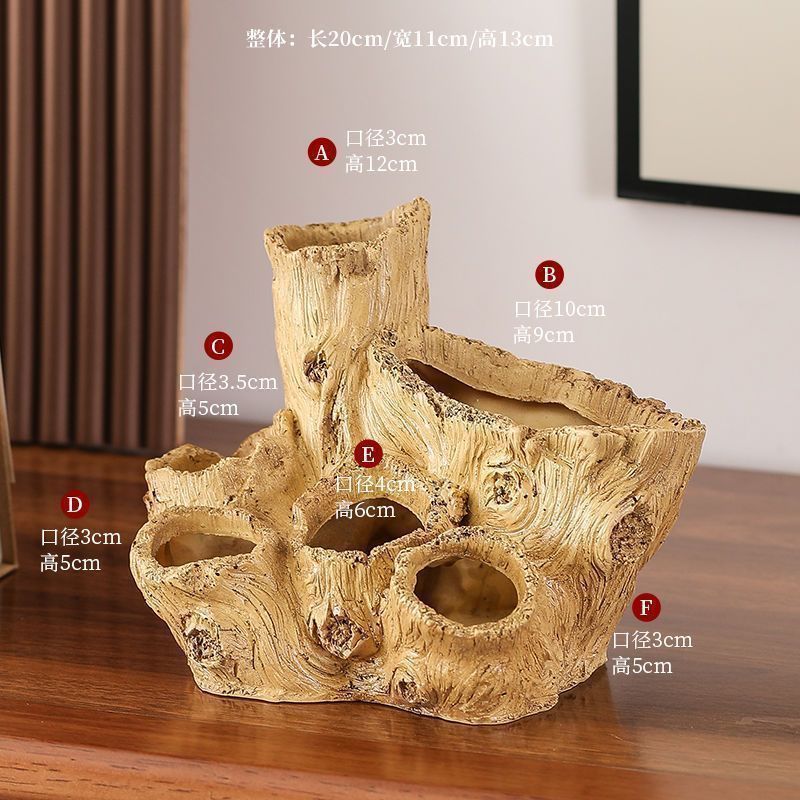 특징적인 모조 뿌리 조각 냄비 장식품