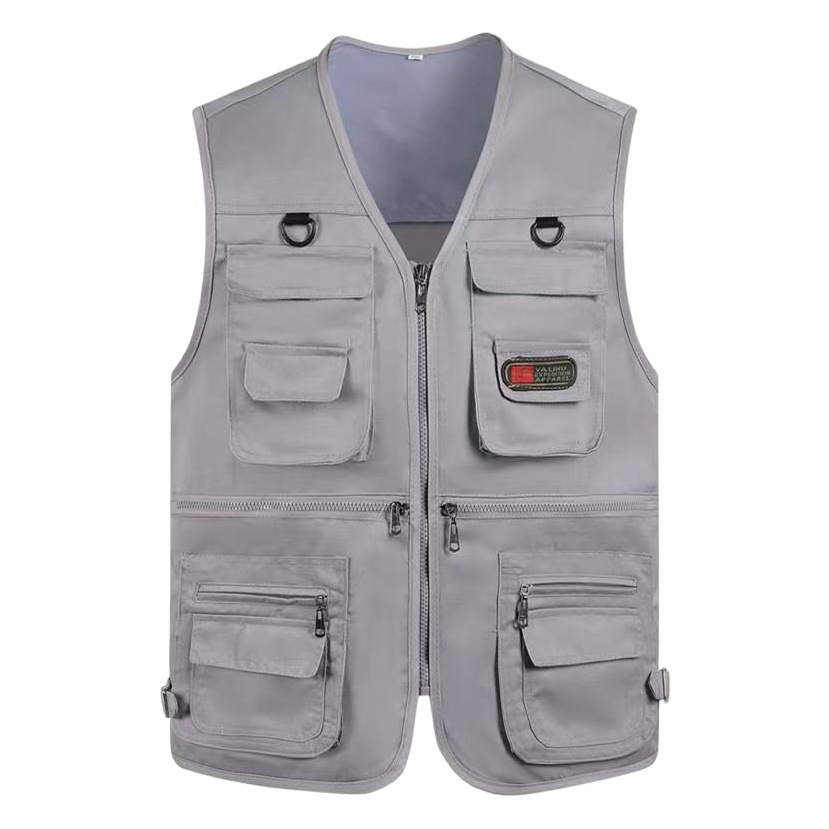 Autumn and Winter Cotton and Velvet Thickeneded Vest for Middle-Aged and Elderly People with Multiple Flap Pocket Pantss, Casual Waistcoat, Fishing Photography, Outdoor Warm Vest
