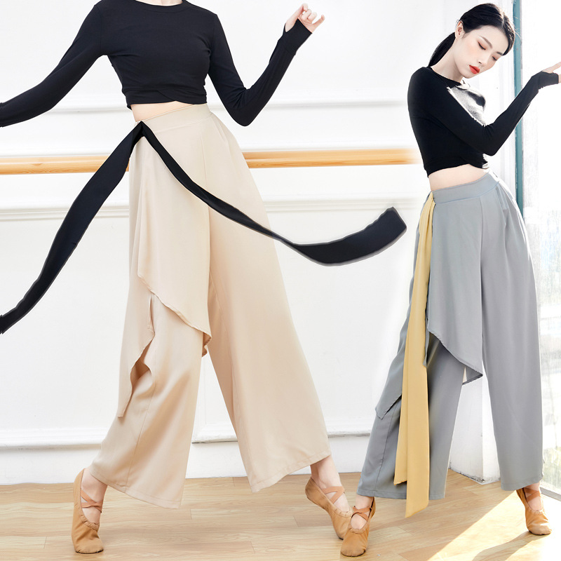 Modern dance practice pants skirt Chinese ancient style jazz dance wide-leg long pants elegant female performance classical dance costumes