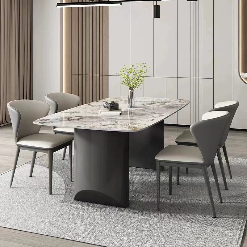 Estilo italiano Luz de lujo Pandora roca placa mesa de comedor moderno simple rectangular hogar pequeño apartamento de acero inoxidable minimalista mesa de comedor